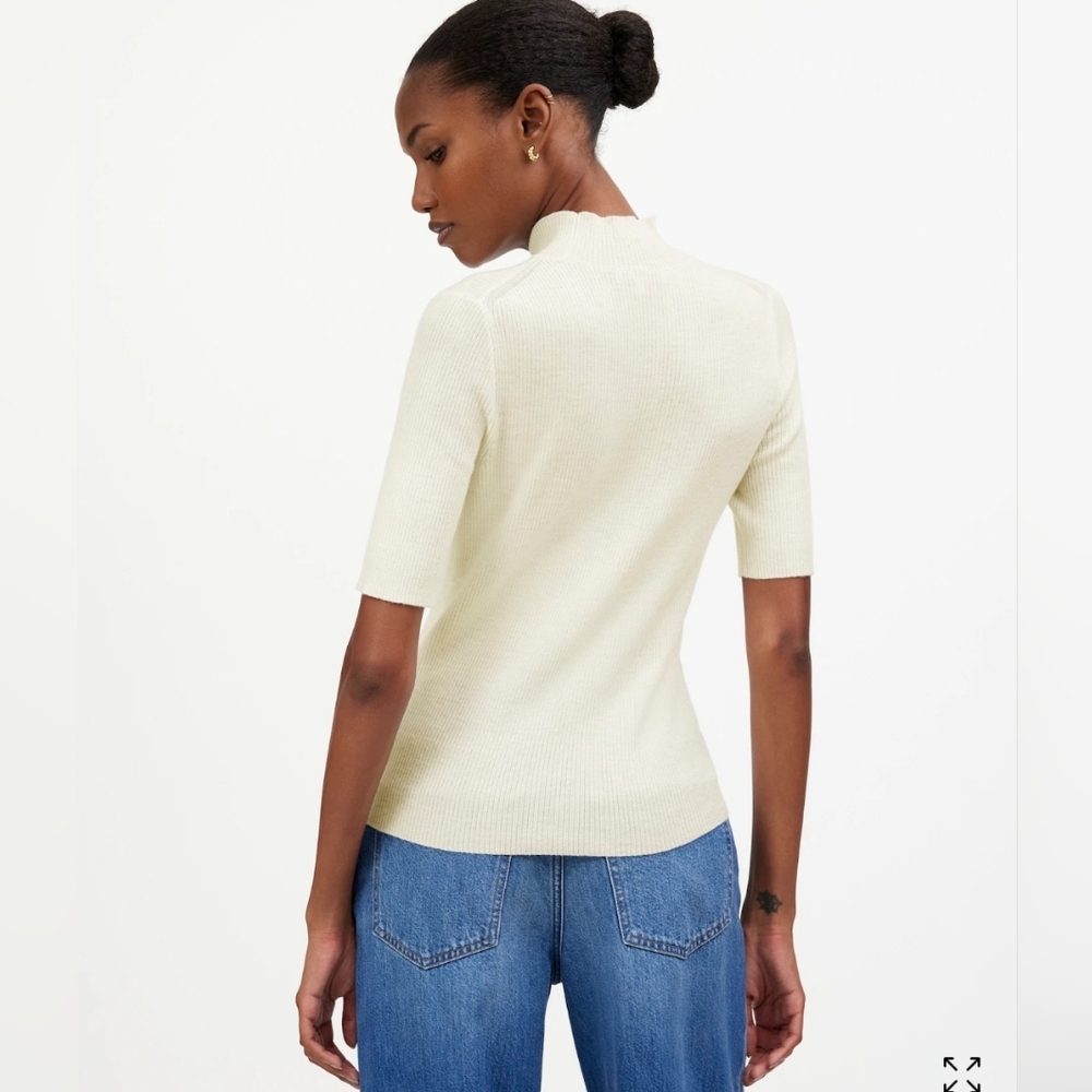 NWT Madewell Ribbed Merino Wool Mockneck Sweater Tee ivory xs $75 *flaw* - Picture 3 of 14